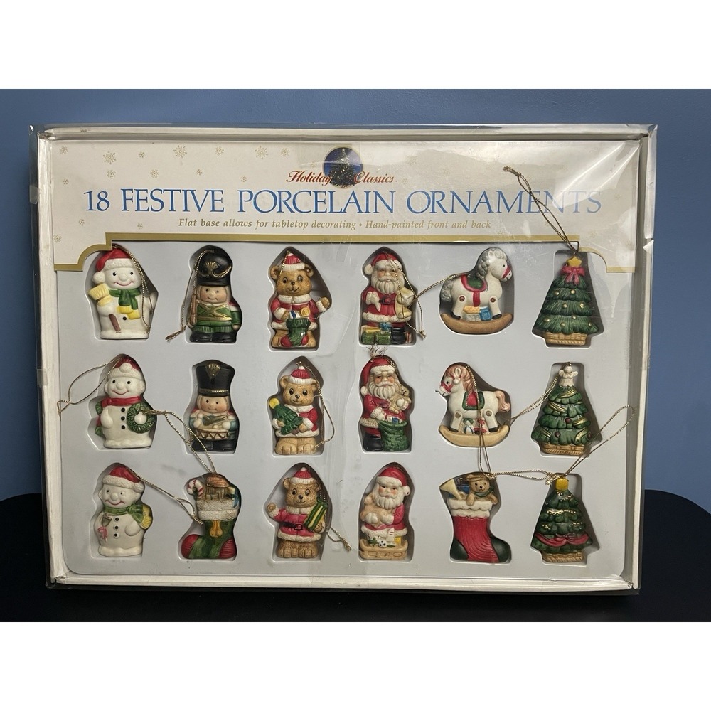 Holiday Time‎ 18 Festive Porcelain Ornaments